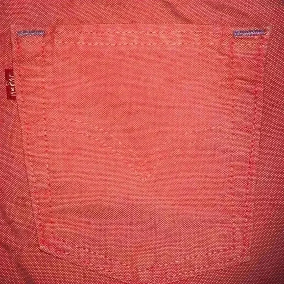 Levi’s size 14 red denim wide leg cropped jeans. EUC. Blue zipper& stitching . - Picture 6 of 16
